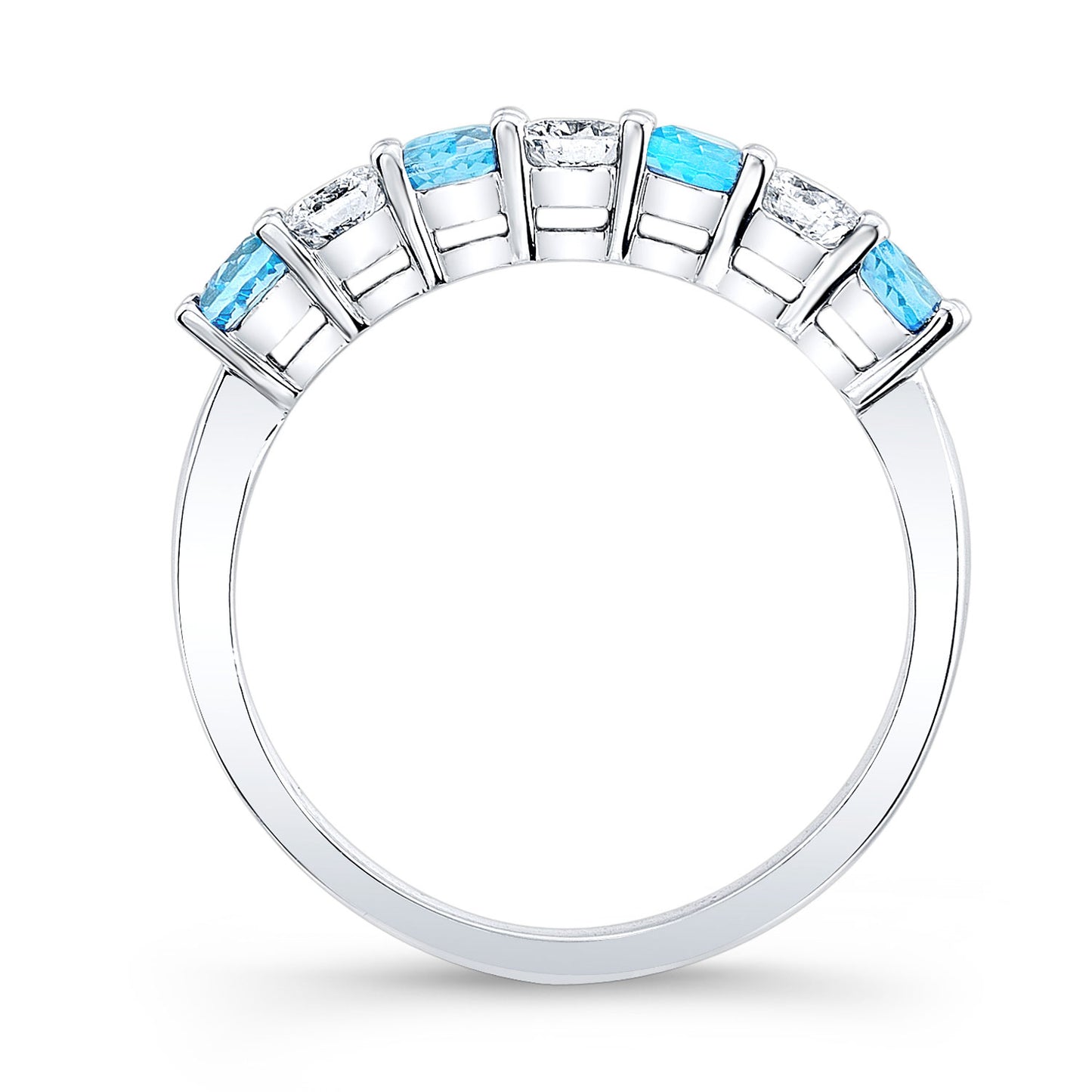 Blue Topaz And Diamond Ring In 14k White Gold