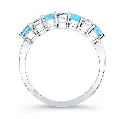 Blue Topaz And Diamond Ring In 14k White Gold