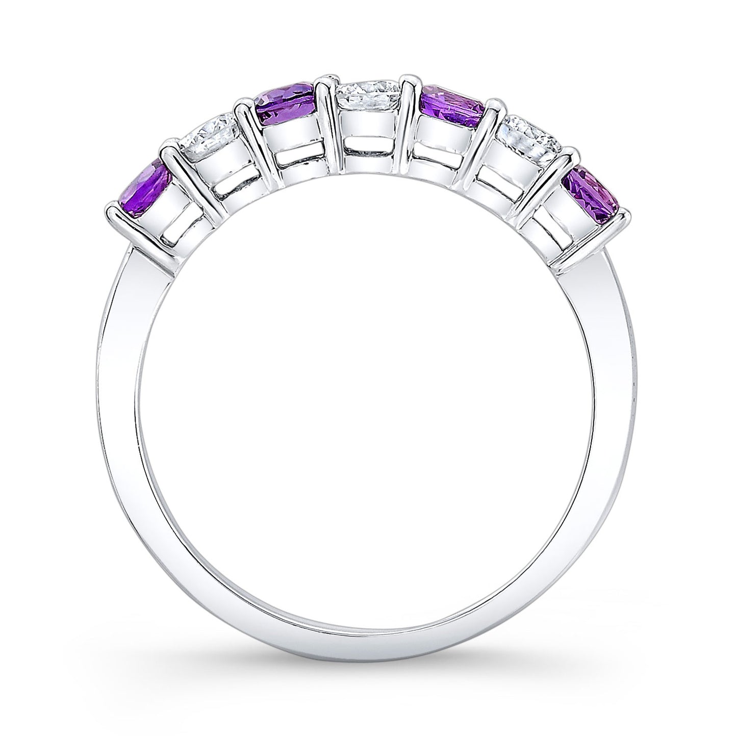 Amethyst And Diamond Ring In 14k White Gold