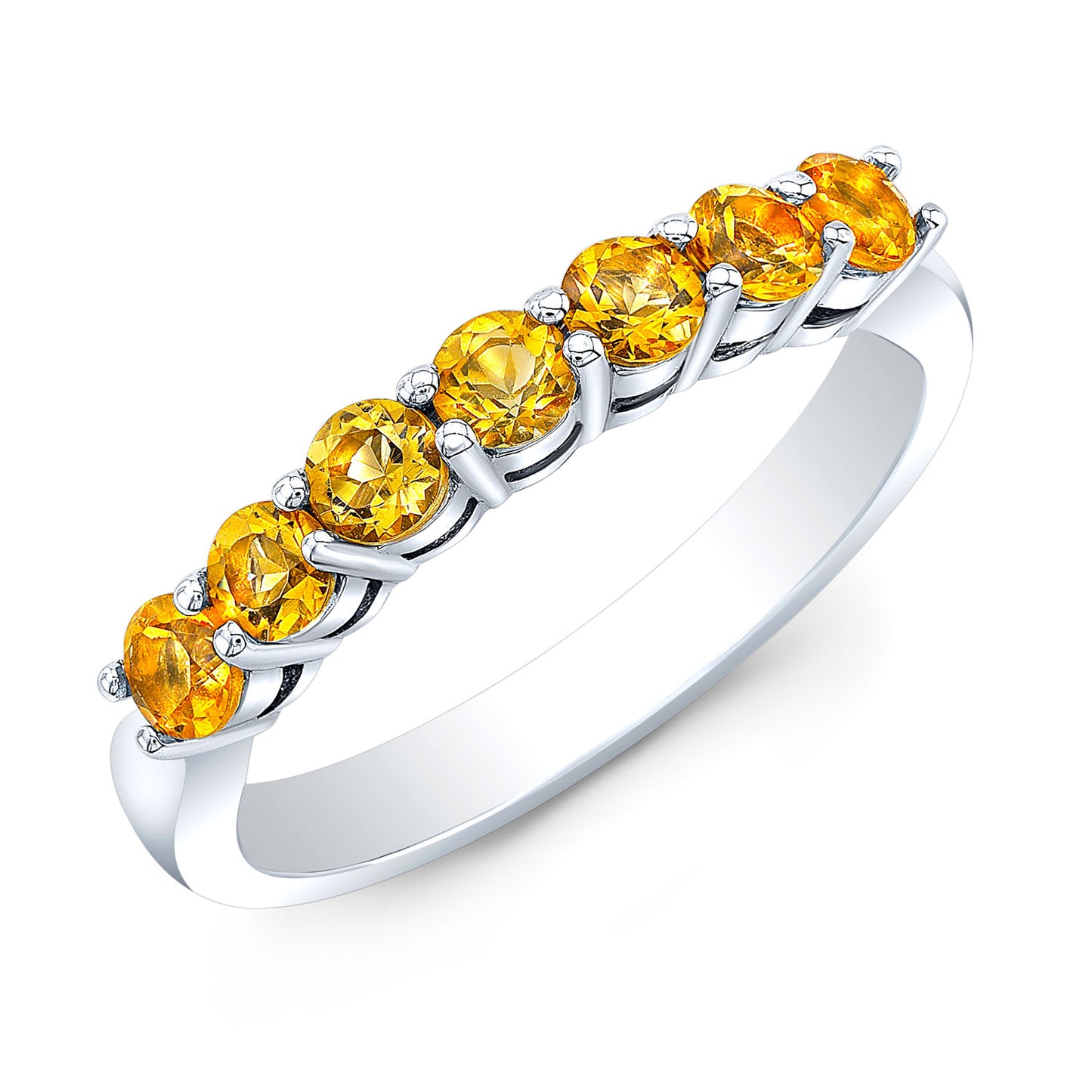 Citrine 7-stone Band 14k White Gold