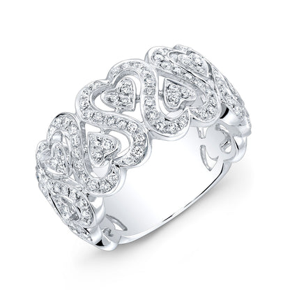 Diamond Floating Hearts Band in 14K White Gold | Carl K. Gumpert