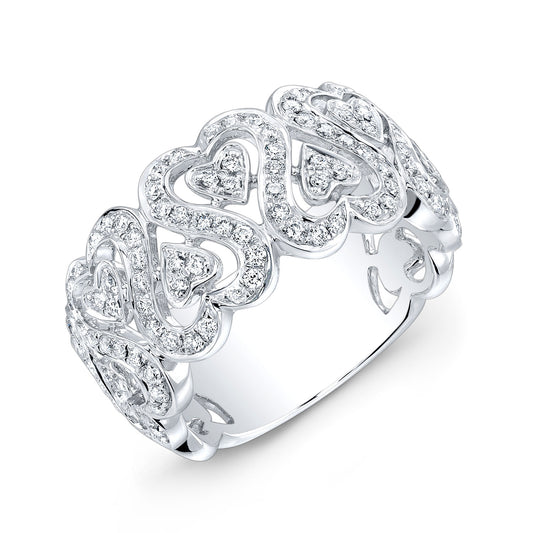Diamond Floating Hearts Band in 14K White Gold | Carl K. Gumpert