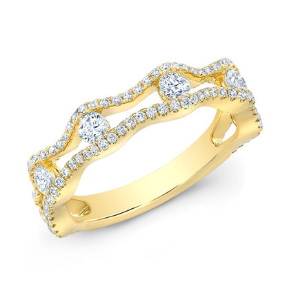 Floating Diamonds Scallop Edge Band in 14K Yellow Gold | Carl K. Gumpert