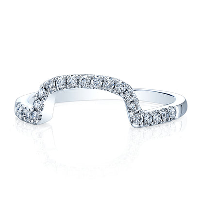 Diamond Pave Notched Band In 14k White Gold