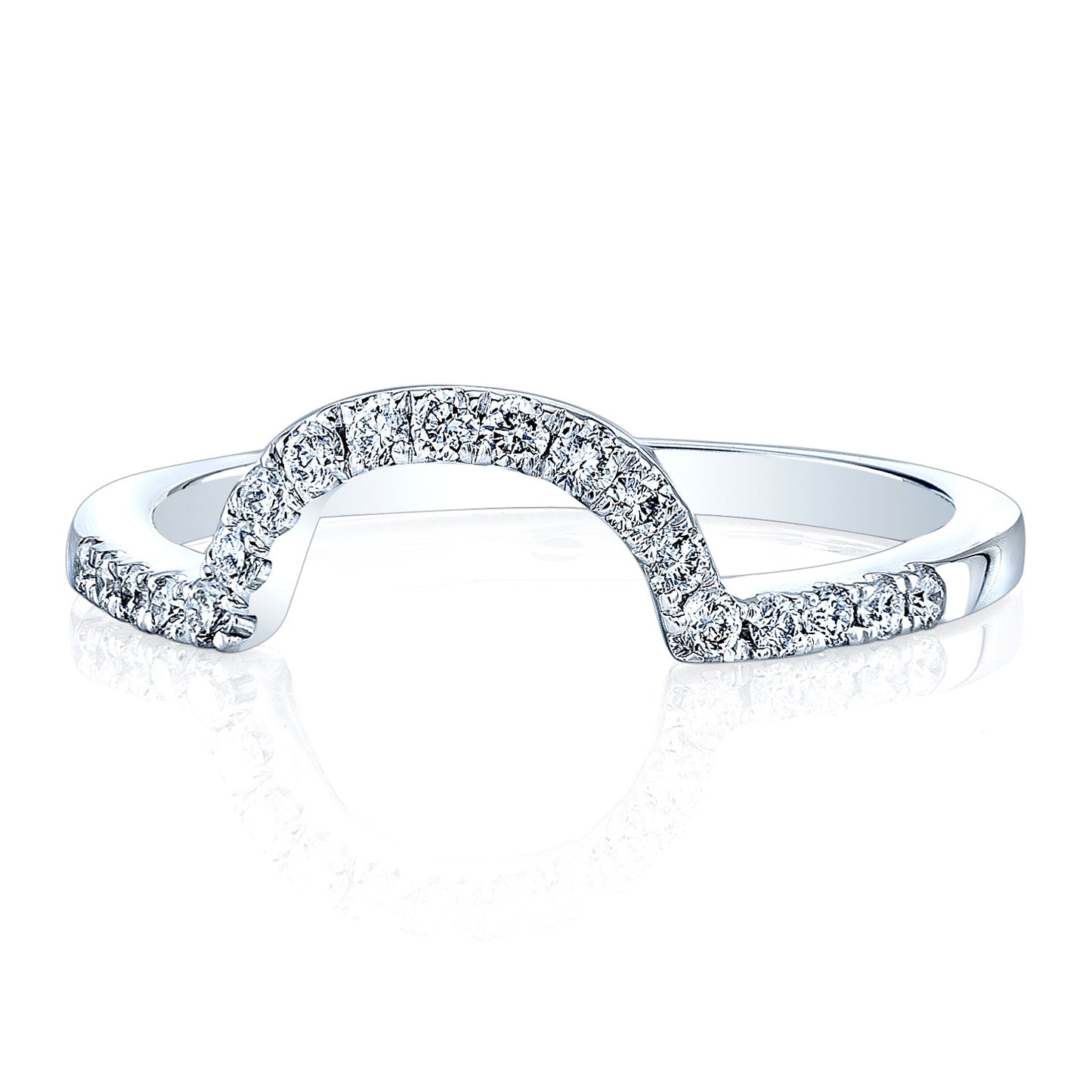 Diamond Pave Notched Band In 14k White Gold