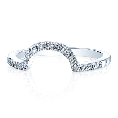 Diamond Pave Notched Band In 14k White Gold