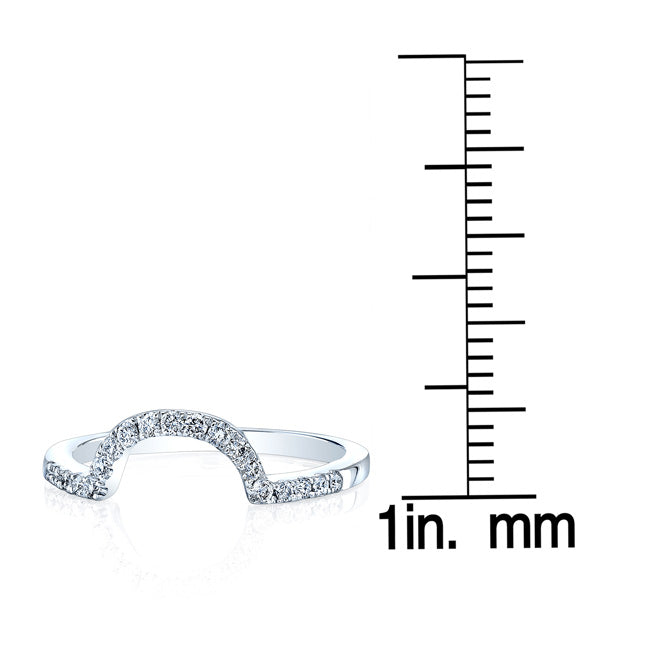 Diamond Pave Notched Band In 14k White Gold