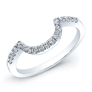 Diamond Pave Notched Band In 14k White Gold