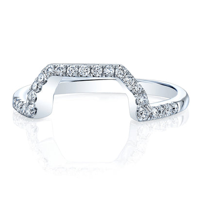 Diamond Pave Notched Band In 14k White Gold