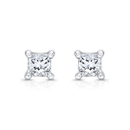Diamond Princess 4-prong Studs 14k White Gold