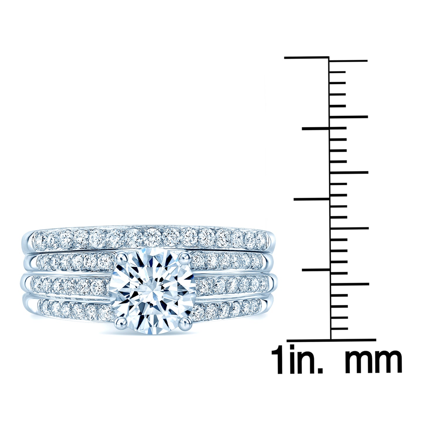 Diamond Wide Band Wedding Set in 14K White Gold 5.5mm Cz Ctr | Carl K. Gumpert