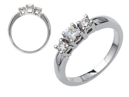 3 Round Brilliant Diamonds In Platinum  Engagement Ring