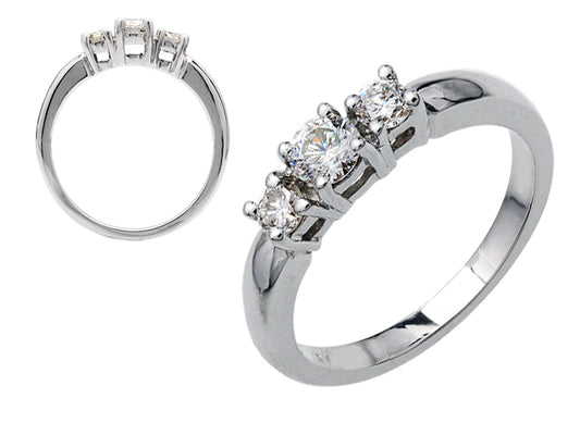 3 Round Brilliant Diamonds In Platinum  Engagement Ring
