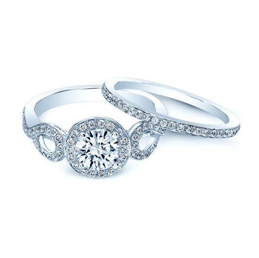Diamond Semi-mount Wedding Set In 18k White Gold (3/8ct.tw.)