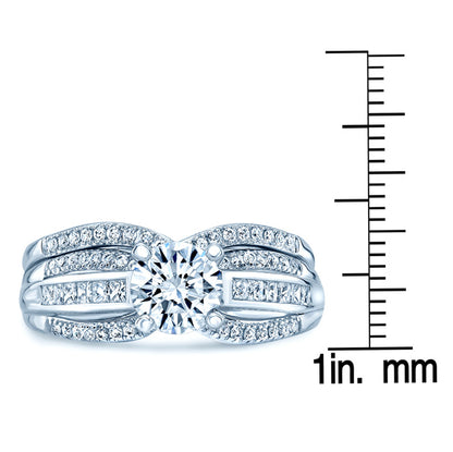 Diamond Wedding Set With 1/2ct Princess Center In 18k White Gold