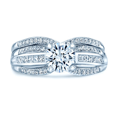 Diamond Wedding Set With 1/2ct Princess Center In 18k White Gold