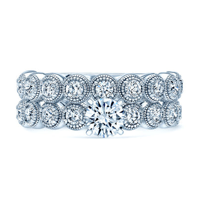 Diamond Wedding Set With 1/2ct Round Center In 14k White Gold