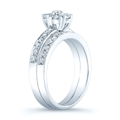 Coronet 2-1/2ct Equiv Bridal Set 14k White Gold