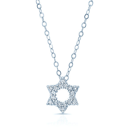 Diamond Star Of David Pendant In 14k White Gold