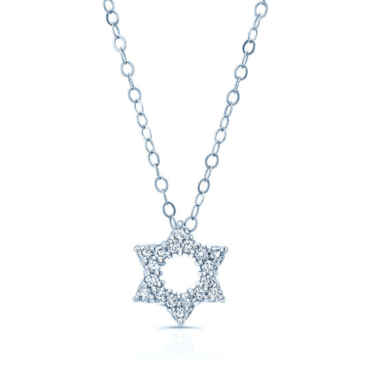 Diamond Star Of David Pendant In 14k White Gold