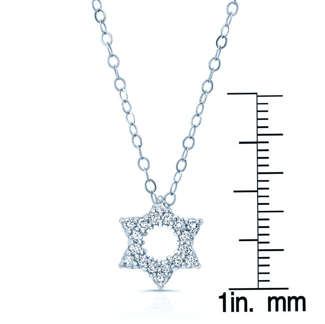 Diamond Star Of David Pendant In 14k White Gold