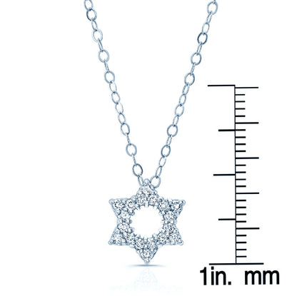 Diamond Star Of David Pendant In 14k White Gold