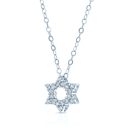 Diamond Star Of David Pendant In 14k White Gold