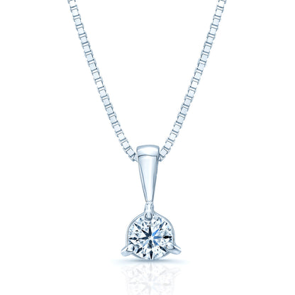 Diamond 0.50ct Round Solitaire Pendant In 18k White Gold 16" Chain