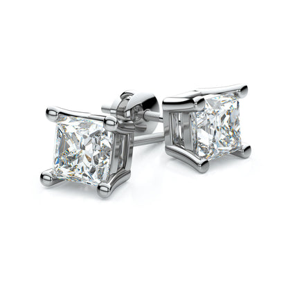 Platinum 4-prong Princess Diamond Stud Earrings (1.06 Ct. T.w., Si1-2 Clarity, H-i Color)