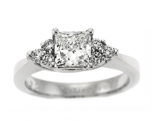 Diamond Accent Princess Cut Engagement Ring In Platinum (semi Mount)