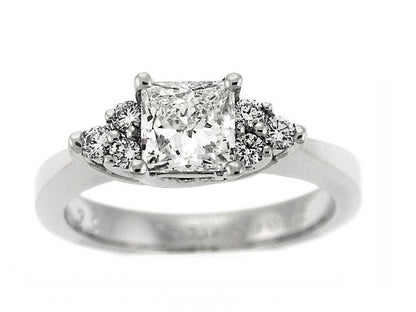 Diamond Accent Princess Cut Engagement Ring In Platinum (semi Mount)