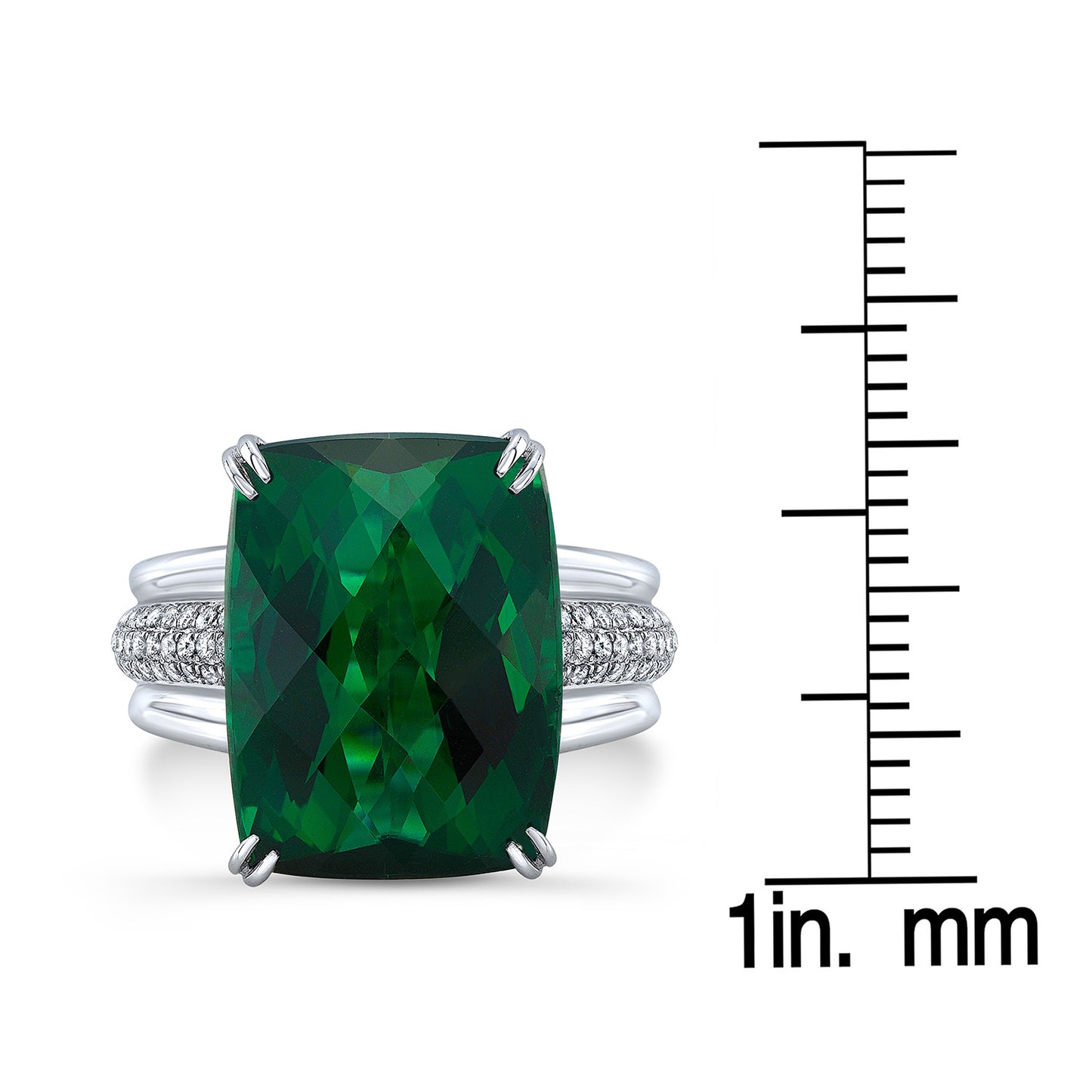 Green Tourmaline And Diamond Ring In 18k White Gold