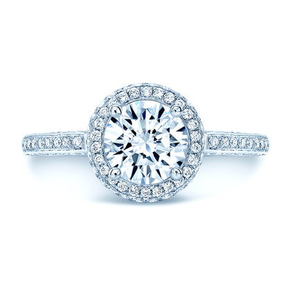 Preset Diamond Halo Engagement Ring In 14k White Gold (1.01 Gia Ctr)