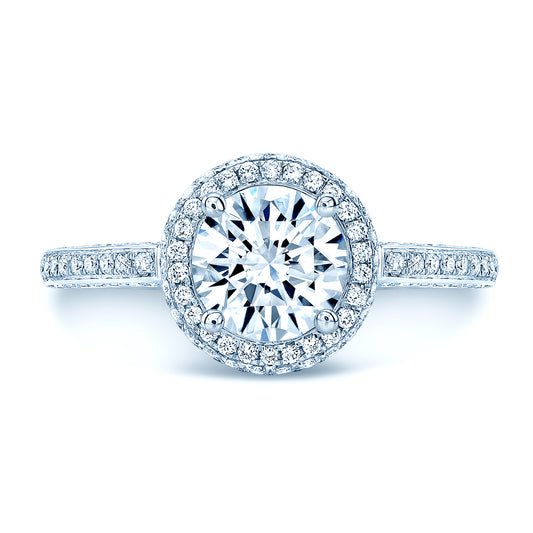Preset Diamond Halo Engagement Ring In 14k White Gold (1.01 Gia Ctr)