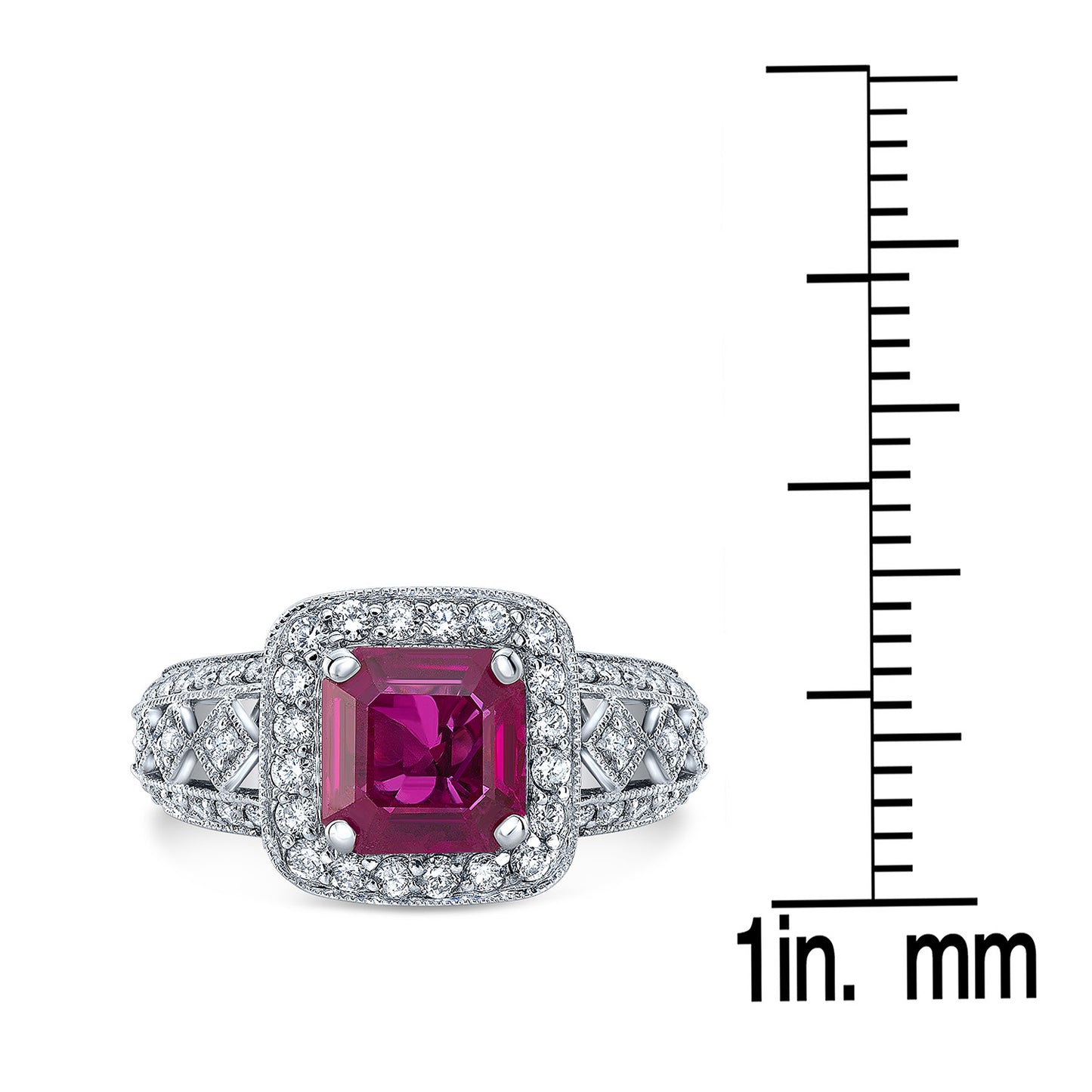 Ruby Ascher And Diamond Halo Ring 18k White Gold
