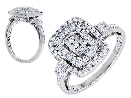 Pave Set Diamond In 18k White Gold Ring