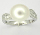 Freshwater Pearl And Diamond Ring In 14k White Gold
