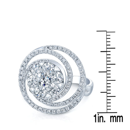 Diamond Circle Swirl Ring In 14k White Gold 1.15ctw