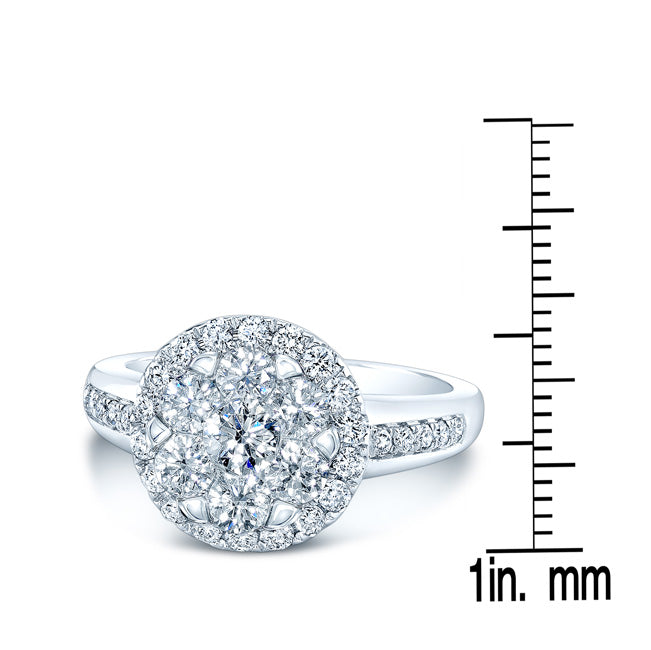 Diamond Halo Ring With Illusion Channel Shank In 14k White Gold 1.25ctw