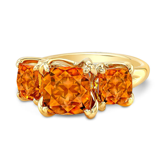 Citrine Three Stone Ring In 14k Yellow Gold