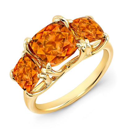 Citrine Three Stone Ring In 14k White Gold