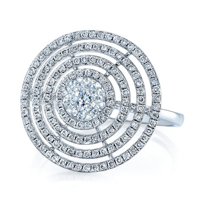 Diamond Concentric Circles Ring In 14k White Gold
