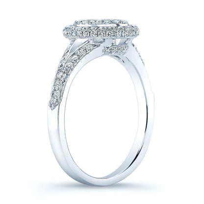 Tsavorite And Diamond Double Halo Ring In 14k White Gold