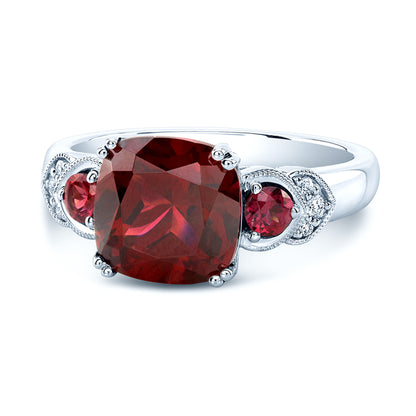 Rhodolite Garnet And Diamond Ring In 14k White Gold