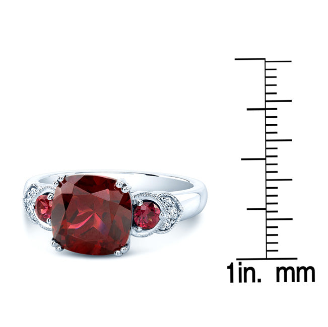 Rhodolite Garnet And Diamond Ring In 14k White Gold