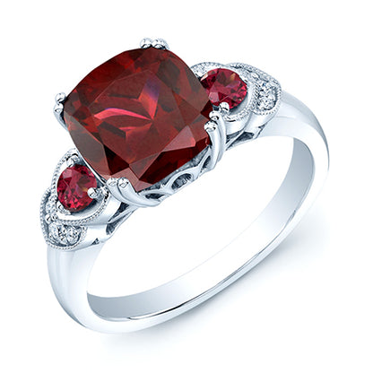 Rhodolite Garnet And Diamond Ring In 14k White Gold