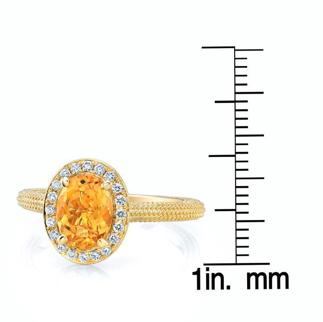 Oval Citrine And Diamond Halo Ring In 14k Yellow Gold (8x6mm)