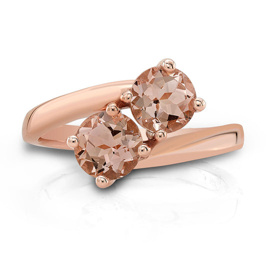 Morganite Duo Ring In 14k Rose Gold