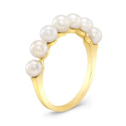 Freshwater Pearl Seven Stone Ring in 14k Yellow Gold