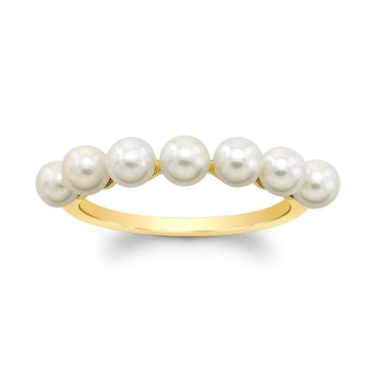 Freshwater Pearl Seven Stone Ring in 14k Yellow Gold